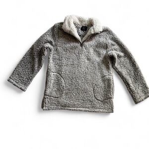Love Tree Grey Sherpa Quarter Zip Pullover Large